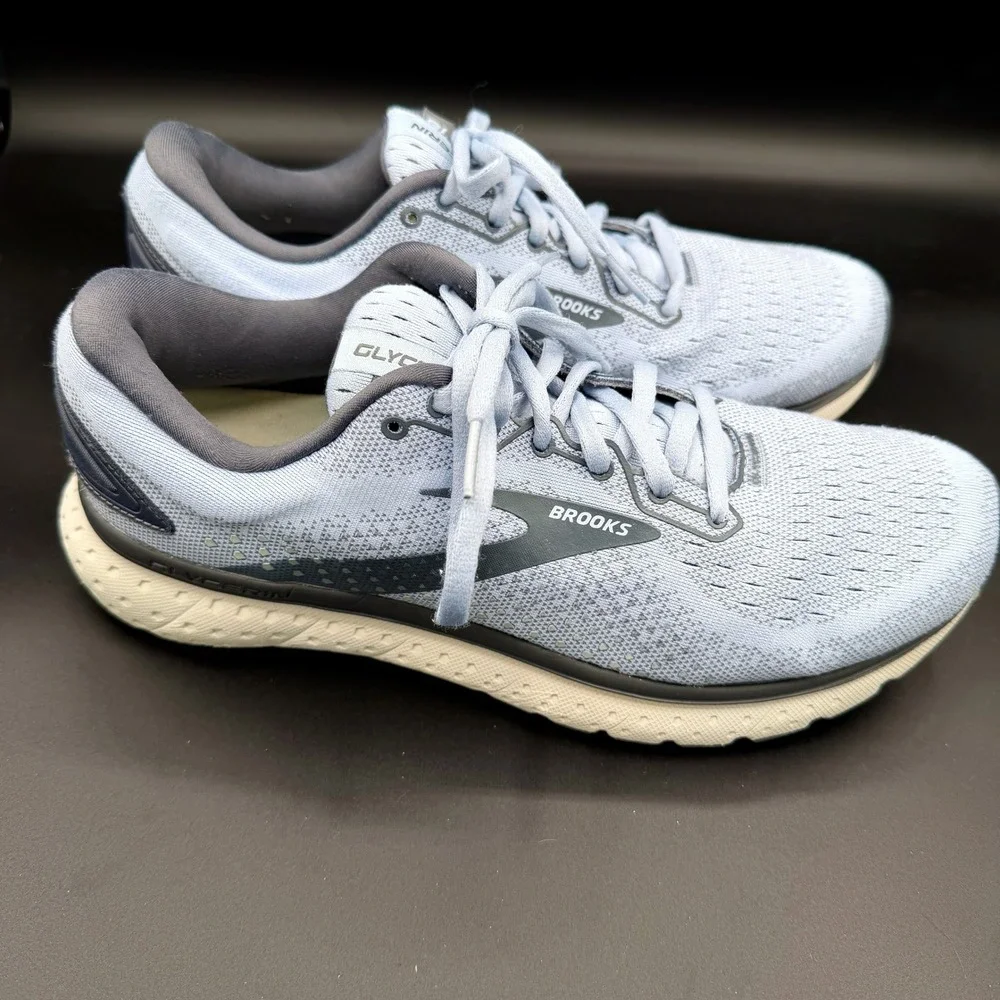 Brooks Glycerin 18 Womens 9.5 Wide Running Shoes Light Blue Grey 203171D073